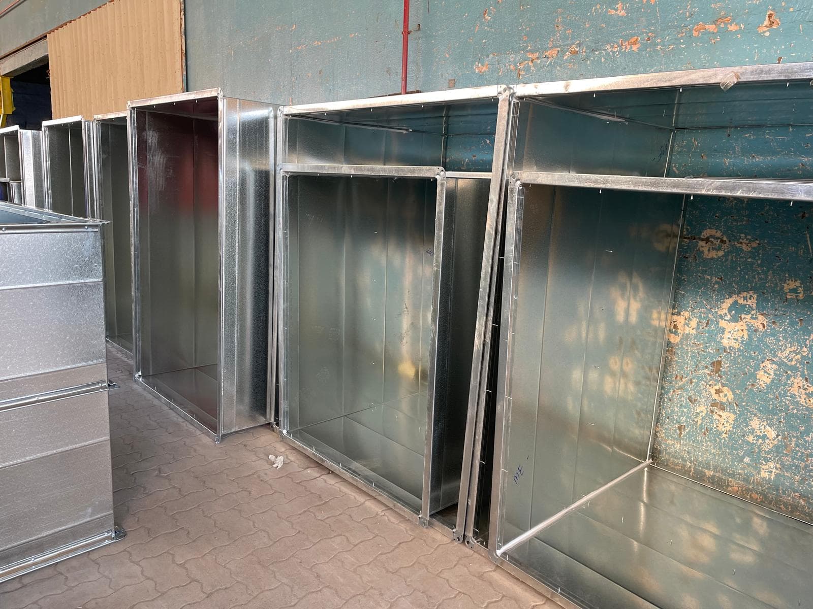Fabricated duct, staged for dispatch